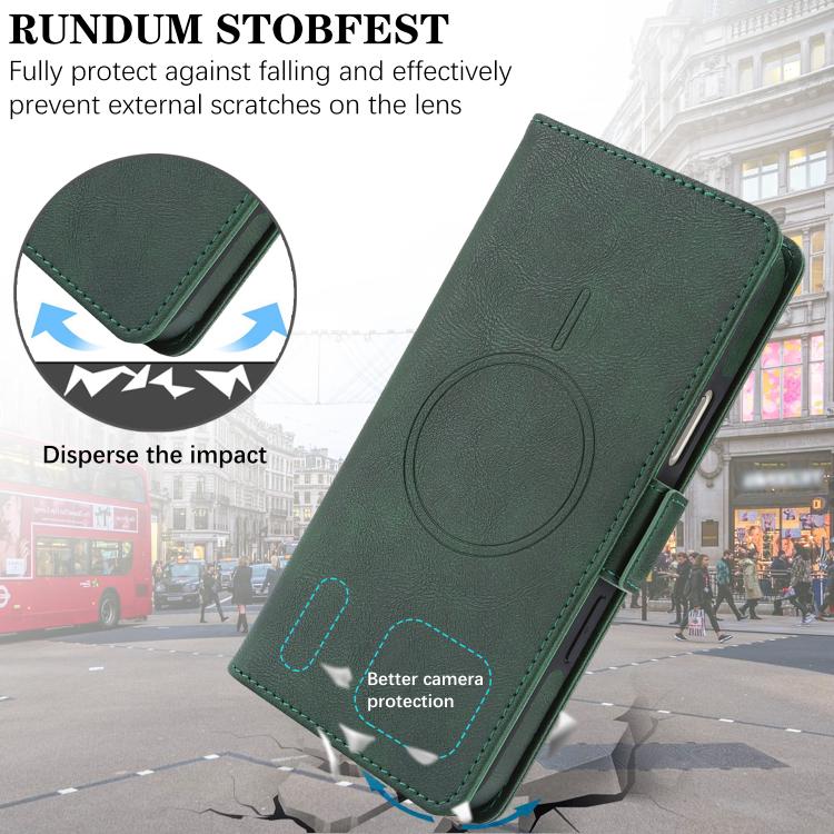 For iPhone 17 Pro Kalebol Strong Magnetic MagSafe Ring 2 In 1 Split Leather Phone Case(Green) by Kalebol