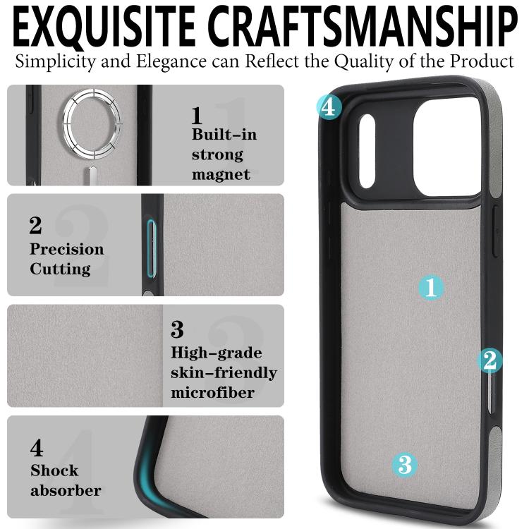 For iPhone 17 Pro Kalebol Strong Magnetic MagSafe Ring 2 In 1 Split Leather Phone Case(Gray) by Kalebol