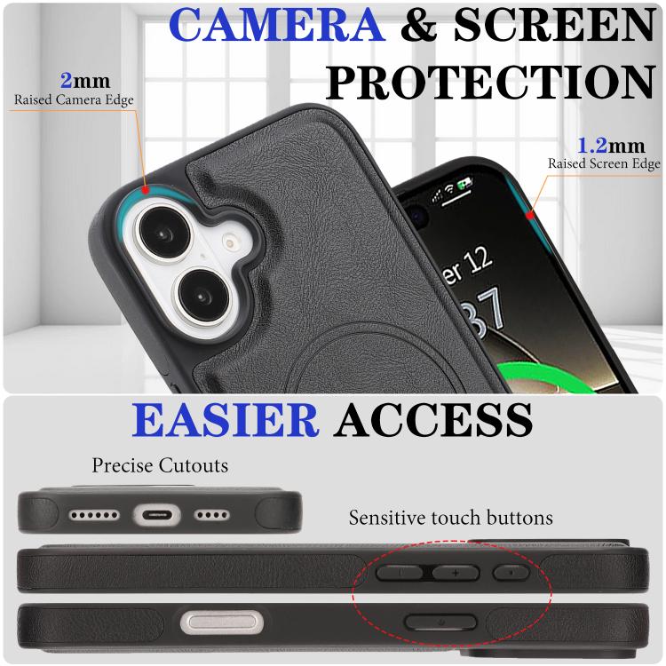 For iPhone 17 Kalebol Strong Magnetic MagSafe Ring 2 In 1 Split Leather Phone Case(Black) by Kalebol