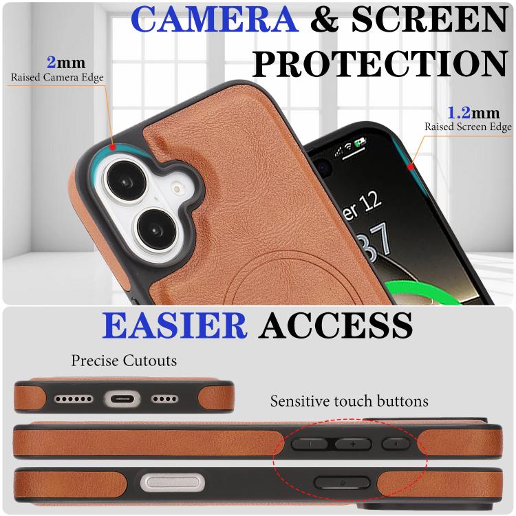 For iPhone 17 Kalebol Strong Magnetic MagSafe Ring 2 In 1 Split Leather Phone Case(Brown) by Kalebol