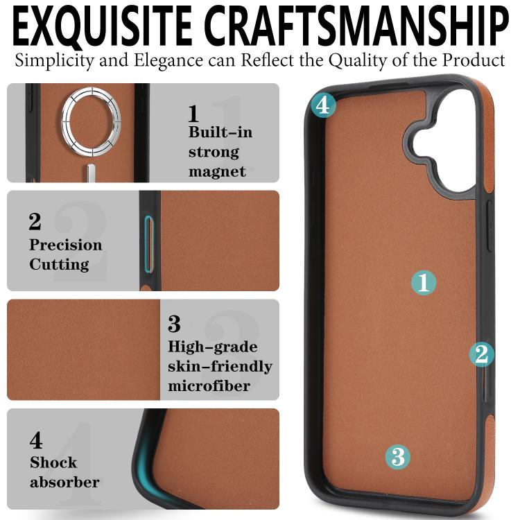 For iPhone 17 Kalebol Strong Magnetic MagSafe Ring 2 In 1 Split Leather Phone Case(Brown) by Kalebol