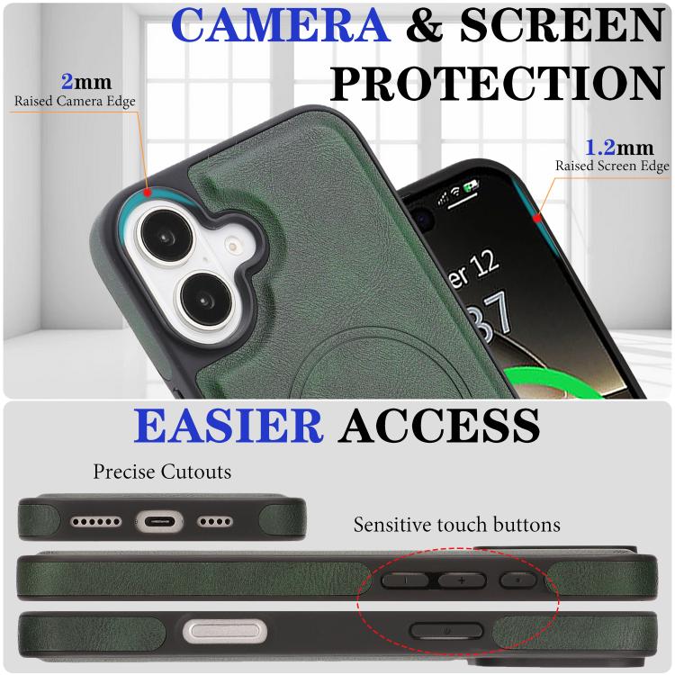 For iPhone 17 Kalebol Strong Magnetic MagSafe Ring 2 In 1 Split Leather Phone Case(Green) by Kalebol