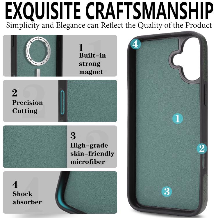 For iPhone 17 Kalebol Strong Magnetic MagSafe Ring 2 In 1 Split Leather Phone Case(Green) by Kalebol