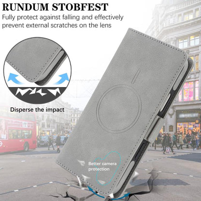 For iPhone 17 Kalebol Strong Magnetic MagSafe Ring 2 In 1 Split Leather Phone Case(Gray) by Kalebol