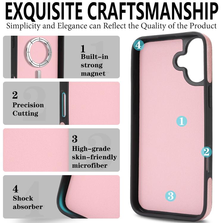 For iPhone 17 Kalebol Strong Magnetic MagSafe Ring 2 In 1 Split Leather Phone Case(Rose Gold) by Kalebol