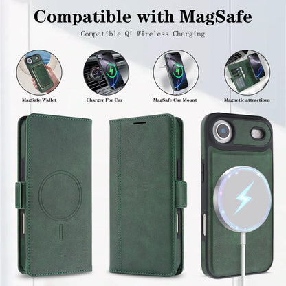 For iPhone Air Kalebol Strong Magnetic MagSafe Ring 2 In 1 Split Leather Phone Case(Green) by Kalebol