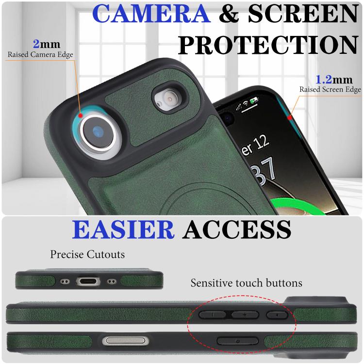 For iPhone Air Kalebol Strong Magnetic MagSafe Ring 2 In 1 Split Leather Phone Case(Green) by Kalebol