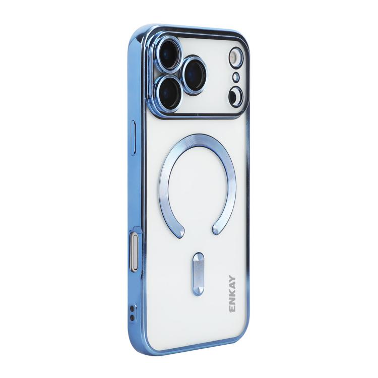 For iPhone 17 Pro Max ENKAY Hat-Prince Magsafe Electroplated TPU Clear Shockproof Phone Case(Blue) by ENKAY