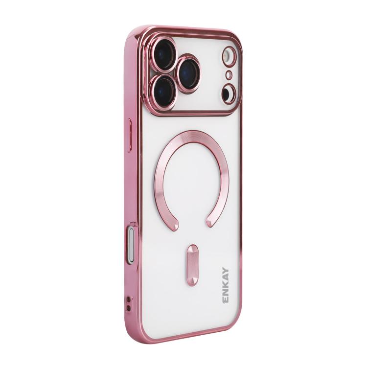 For iPhone 17 Pro ENKAY Hat-Prince Magsafe Electroplated TPU Clear Shockproof Phone Case(Pink) by ENKAY