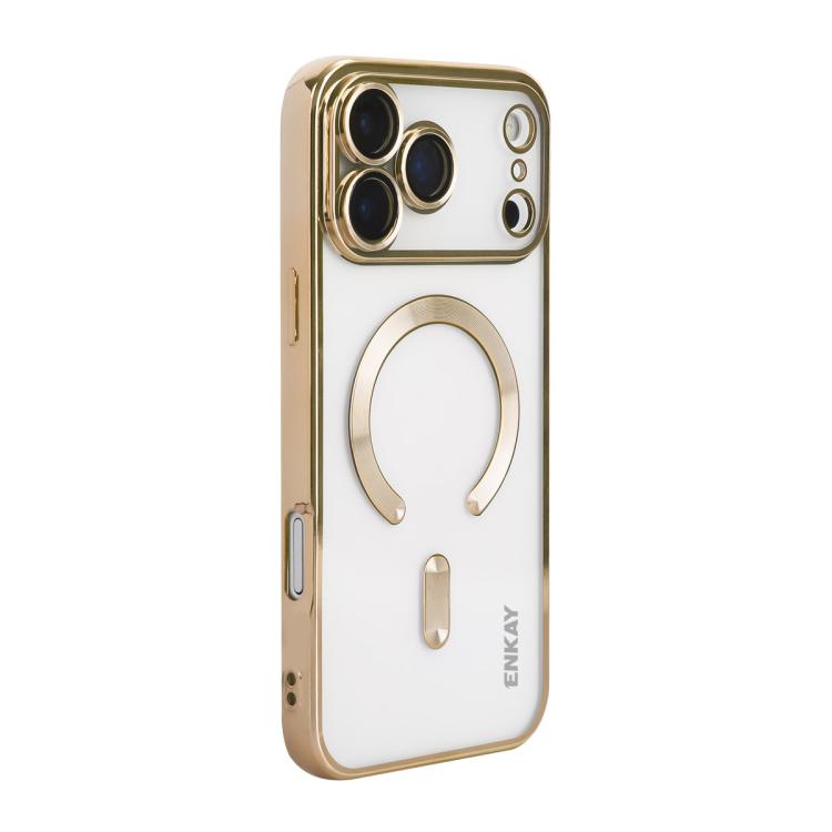 For iPhone 17 Pro ENKAY Hat-Prince Magsafe Electroplated TPU Clear Shockproof Phone Case(Golden) by ENKAY