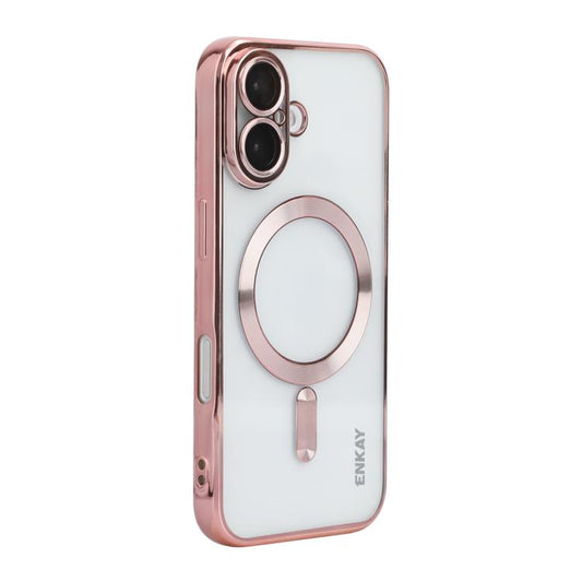 For iPhone 17 ENKAY Hat-Prince Magsafe Electroplated TPU Clear Shockproof Phone Case(Pink) by ENKAY