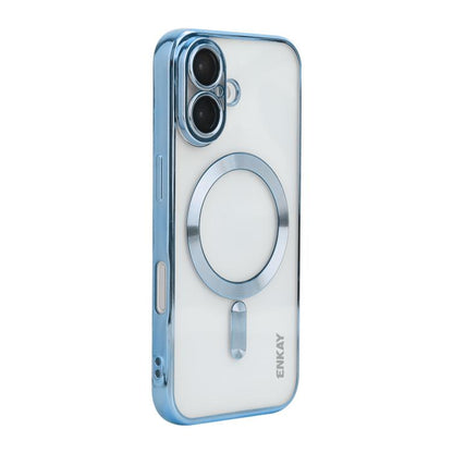 For iPhone 17 ENKAY Hat-Prince Magsafe Electroplated TPU Clear Shockproof Phone Case(Blue) by ENKAY