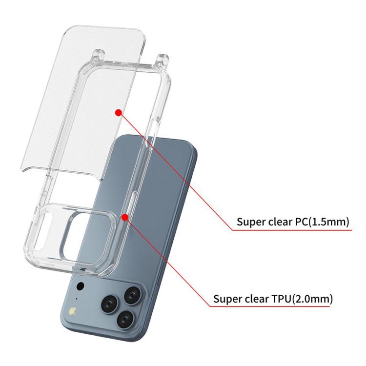 For iPhone 15 Kalebol Minimalist Transparent Lanyard Integrated Phone Case(Transparent) by Kalebol