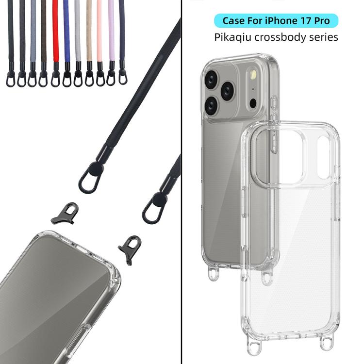 For iPhone 17 Pro Kalebol Minimalist High Transparency Multi Color Lanyard Hole Phone Case(Transparent) by Kalebol