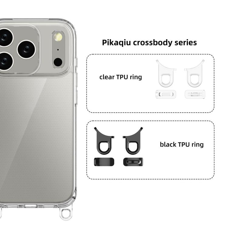 For iPhone 17 Pro Kalebol Minimalist High Transparency Multi Color Lanyard Hole Phone Case(Black) by Kalebol