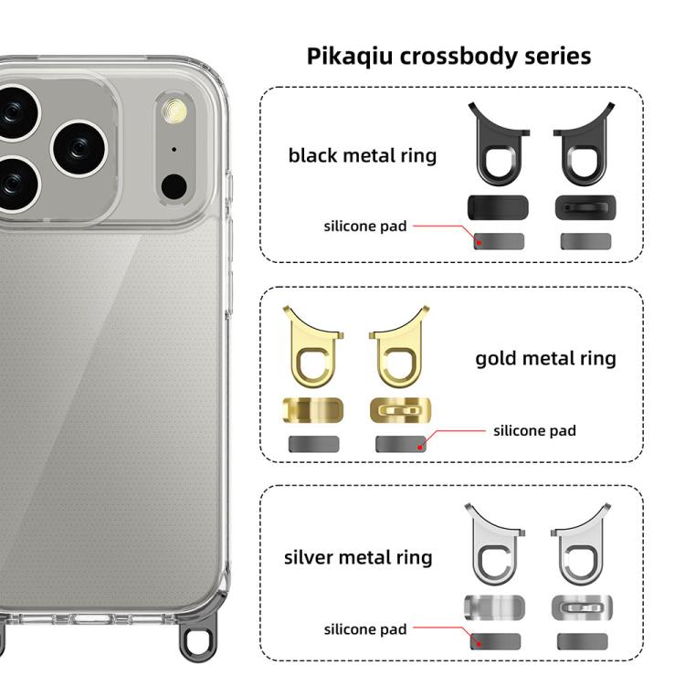 For iPhone 17 Pro Kalebol Minimalist High Transparency Multi Color Lanyard Hole Phone Case(Silver) by Kalebol