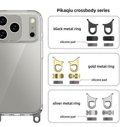 For iPhone 17 Pro Kalebol Minimalist High Transparency Multi Color Lanyard Hole Phone Case(Gold) by Kalebol