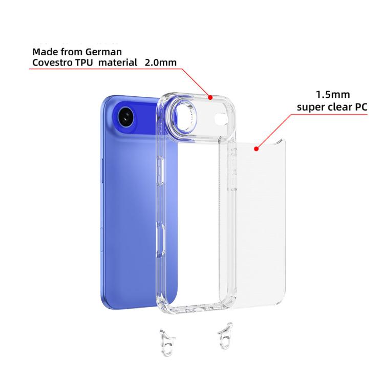 For iPhone Air Kalebol Minimalist High Transparency Multi Color Lanyard Hole Phone Case(Silver) by Kalebol