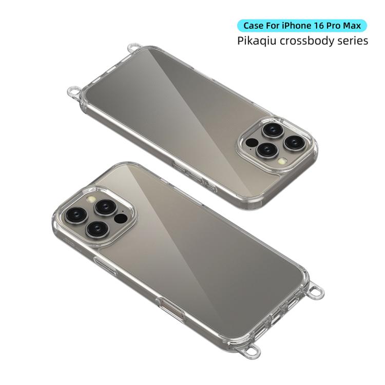 For iPhone 16 Pro Max Kalebol Minimalist High Transparency Multi Color Lanyard Hole Phone Case(Gold) by Kalebol