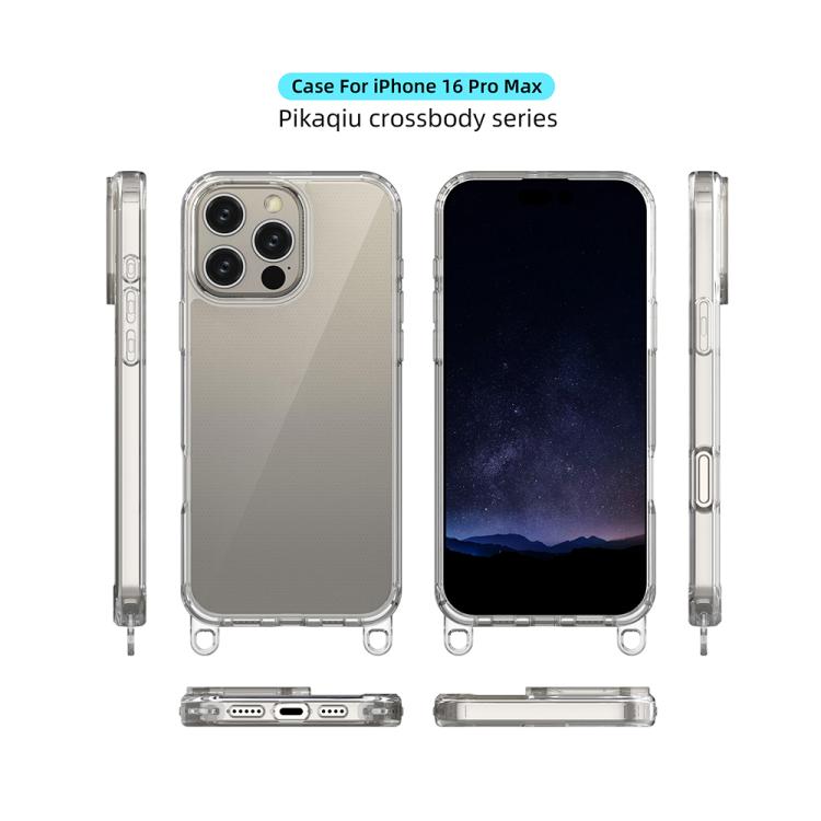 For iPhone 16 Pro Max Kalebol Minimalist High Transparency Multi Color Lanyard Hole Phone Case(Gold) by Kalebol