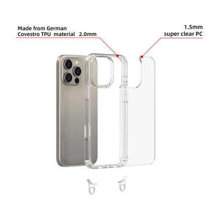 For iPhone 16 Pro Max Kalebol Minimalist High Transparency Multi Color Lanyard Hole Phone Case(Gold) by Kalebol