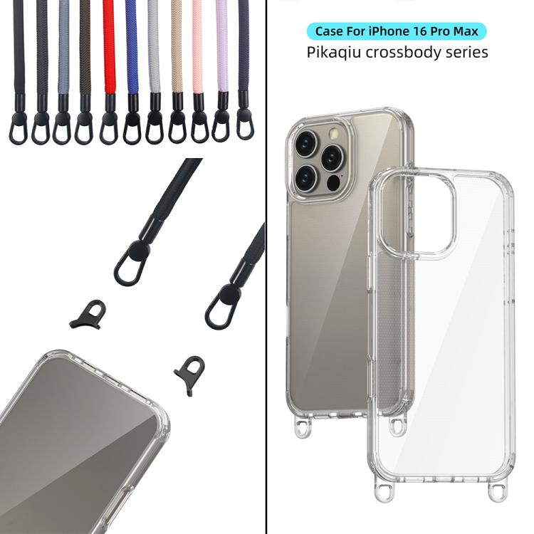 For iPhone 16 Pro Max Kalebol Minimalist High Transparency Multi Color Lanyard Hole Phone Case(Gold) by Kalebol