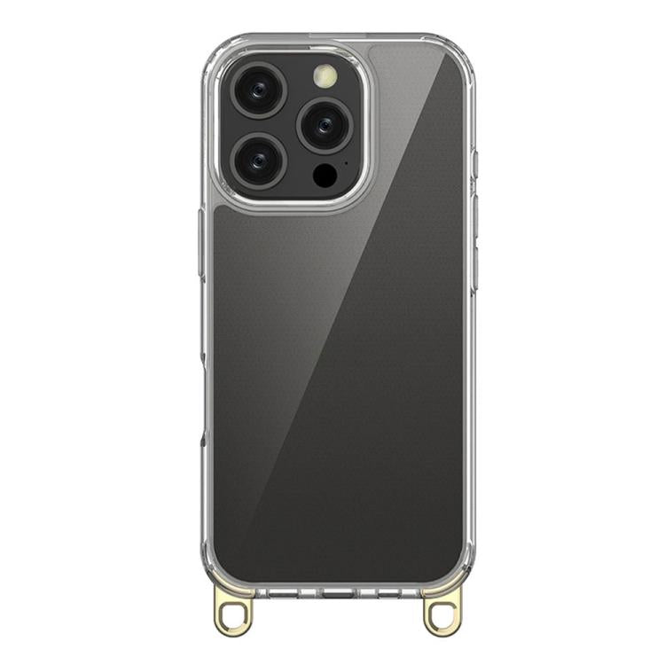 For iPhone 16 Pro Kalebol Minimalist High Transparency Multi Color Lanyard Hole Phone Case(Gold) by Kalebol