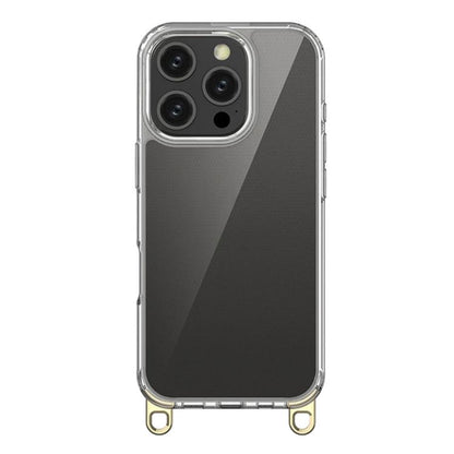 For iPhone 16 Pro Kalebol Minimalist High Transparency Multi Color Lanyard Hole Phone Case(Gold) by Kalebol