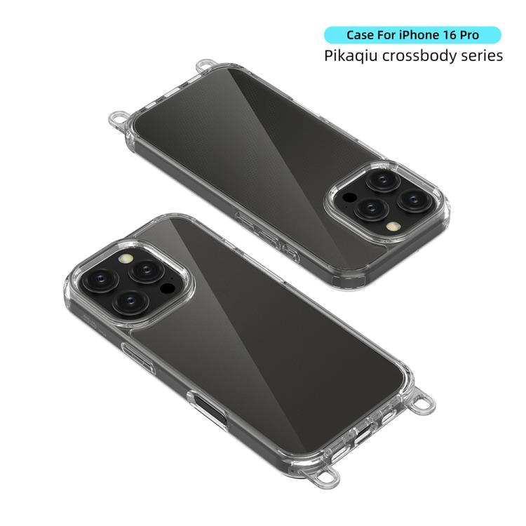 For iPhone 16 Pro Kalebol Minimalist High Transparency Multi Color Lanyard Hole Phone Case(Gold) by Kalebol