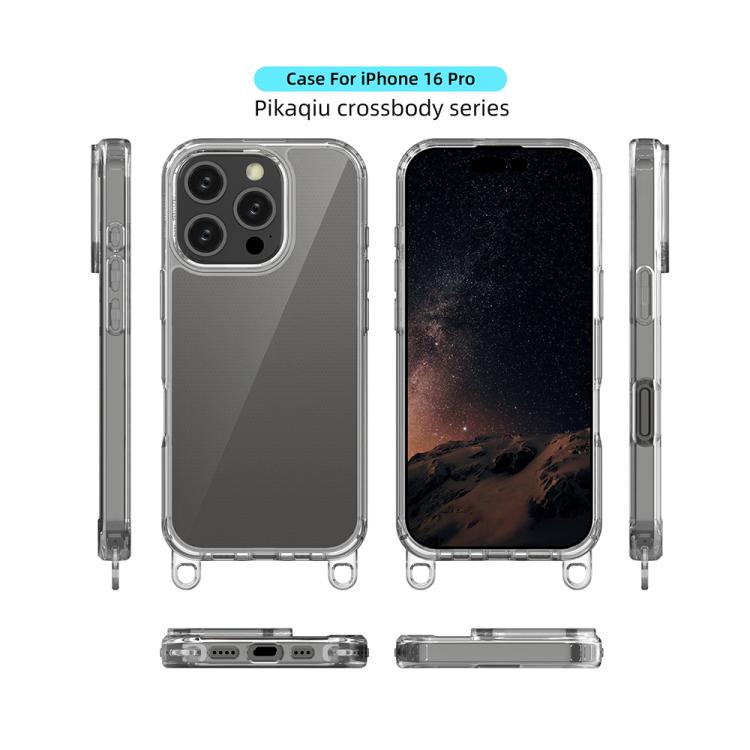 For iPhone 16 Pro Kalebol Minimalist High Transparency Multi Color Lanyard Hole Phone Case(Gold) by Kalebol