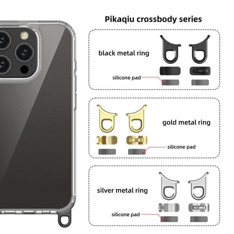 For iPhone 16 Pro Kalebol Minimalist High Transparency Multi Color Lanyard Hole Phone Case(Gold) by Kalebol