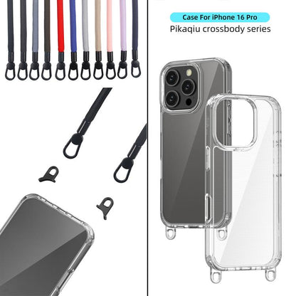 For iPhone 16 Pro Kalebol Minimalist High Transparency Multi Color Lanyard Hole Phone Case(Gold) by Kalebol