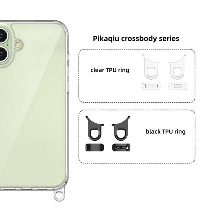 For iPhone 16 Plus Kalebol Minimalist High Transparency Multi Color Lanyard Hole Phone Case(Black) by Kalebol