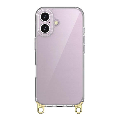 For iPhone 16 Kalebol Minimalist High Transparency Multi Color Lanyard Hole Phone Case(Gold) by Kalebol