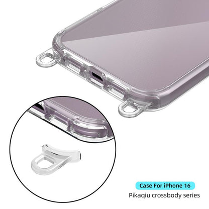 For iPhone 16 Kalebol Minimalist High Transparency Multi Color Lanyard Hole Phone Case(Gold) by Kalebol