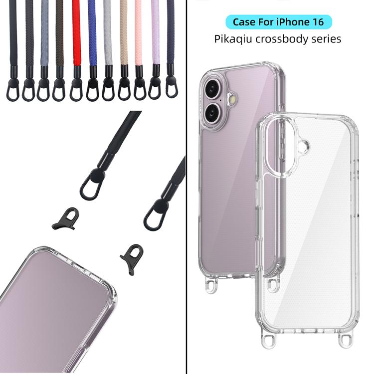 For iPhone 16 Kalebol Minimalist High Transparency Multi Color Lanyard Hole Phone Case(Gold) by Kalebol