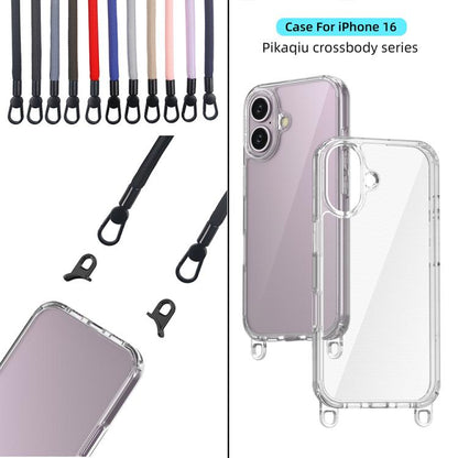 For iPhone 16 Kalebol Minimalist High Transparency Multi Color Lanyard Hole Phone Case(Gold) by Kalebol