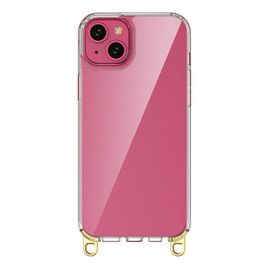 For iPhone 15 Plus Kalebol Minimalist High Transparency Multi Color Lanyard Hole Phone Case(Gold) by Kalebol