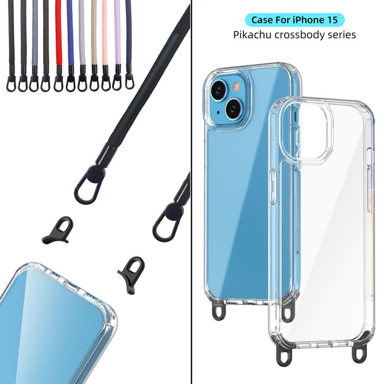 For iPhone 15 Kalebol Minimalist High Transparency Multi Color Lanyard Hole Phone Case(Gold) by Kalebol