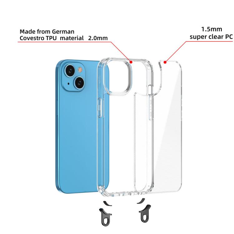 For iPhone 15 Kalebol Minimalist High Transparency Multi Color Lanyard Hole Phone Case(Gold) by Kalebol