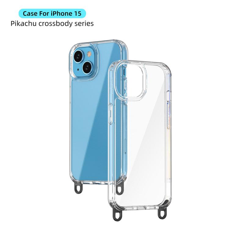 For iPhone 15 Kalebol Minimalist High Transparency Multi Color Lanyard Hole Phone Case(Gold) by Kalebol