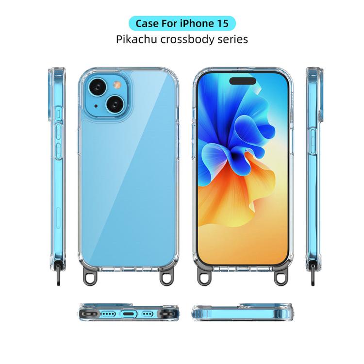 For iPhone 15 Kalebol Minimalist High Transparency Multi Color Lanyard Hole Phone Case(Gold) by Kalebol