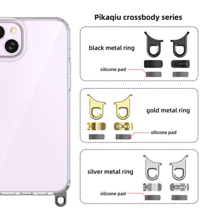 For iPhone 14 Plus Kalebol Minimalist High Transparency Multi Color Lanyard Hole Phone Case(Silver) by Kalebol