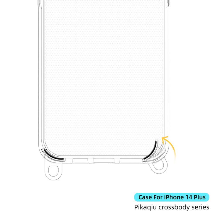 For iPhone 14 Plus Kalebol Minimalist High Transparency Multi Color Lanyard Hole Phone Case(Silver) by Kalebol