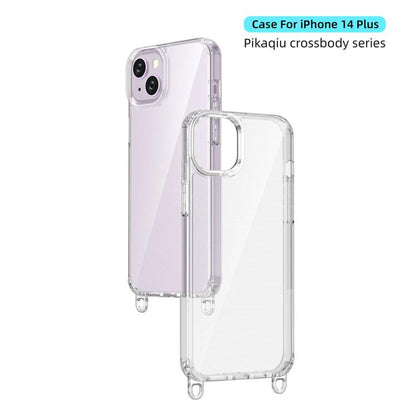 For iPhone 14 Plus Kalebol Minimalist High Transparency Multi Color Lanyard Hole Phone Case(Silver) by Kalebol