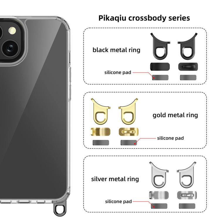 For iPhone 14 Kalebol Minimalist High Transparency Multi Color Lanyard Hole Phone Case(Black) by Kalebol