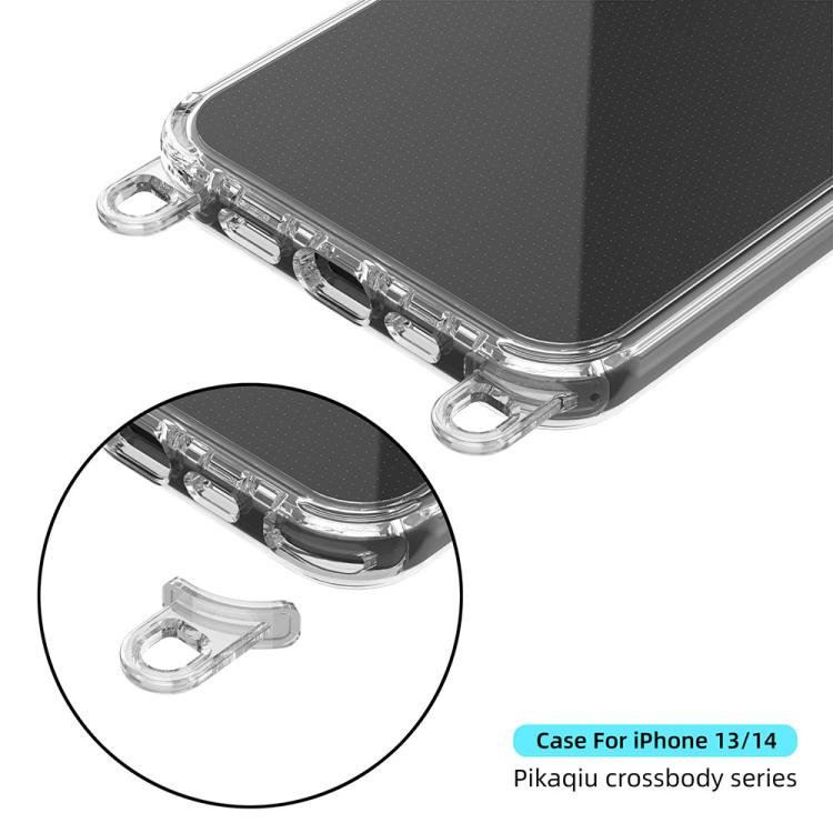 For iPhone 14 Kalebol Minimalist High Transparency Multi Color Lanyard Hole Phone Case(Black) by Kalebol