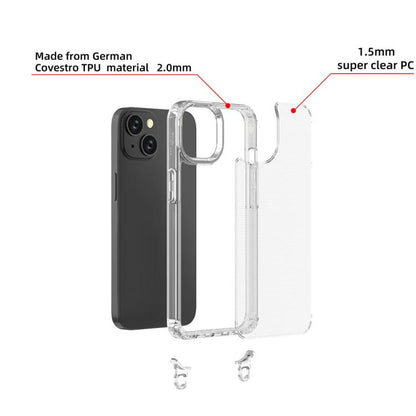 For iPhone 14 Kalebol Minimalist High Transparency Multi Color Lanyard Hole Phone Case(Black) by Kalebol