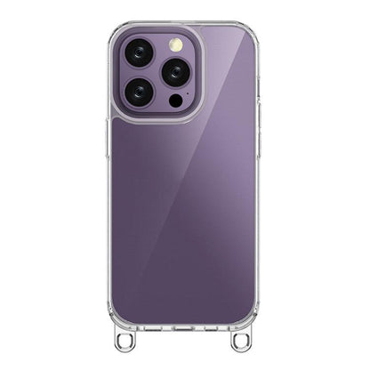 For iPhone 14 Pro Kalebol Minimalist High Transparency Multi Color Lanyard Hole Phone Case(Silver) by Kalebol