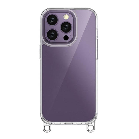 For iPhone 14 Pro Kalebol Minimalist High Transparency Multi Color Lanyard Hole Phone Case(Silver) by Kalebol